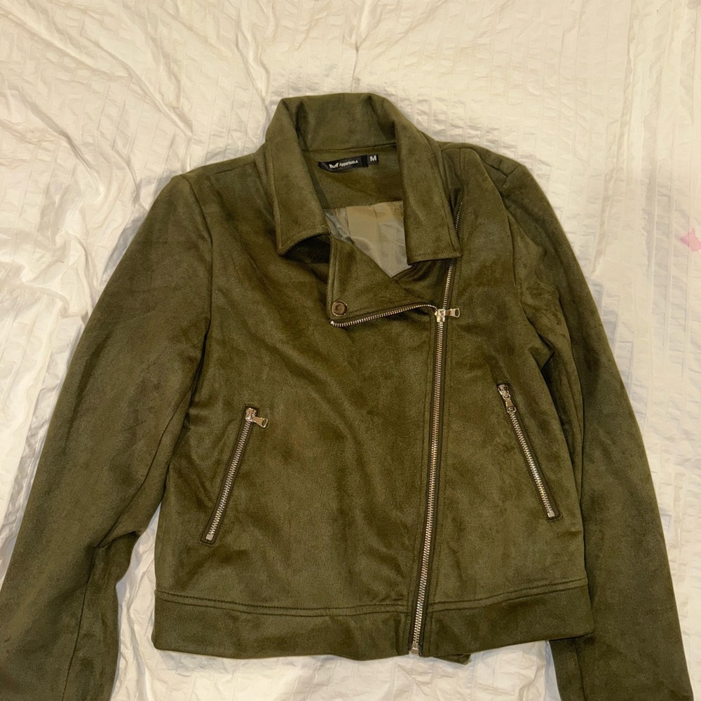 Olive Green Suede Women's Jacket